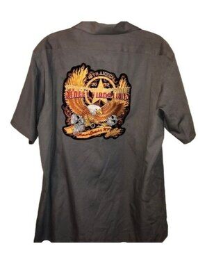 Biker st vibration button up gray biker collar shirt patch eagle 2012 18th READ